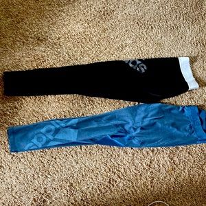 (1) Black and (1) blue adidas leggings